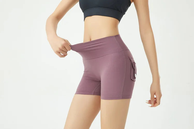 Peach Butt Fitness Shorts Women's Exercise Three-Quarter Pants Cargo Air Dry Pocket Yoga Tight Lift Summer