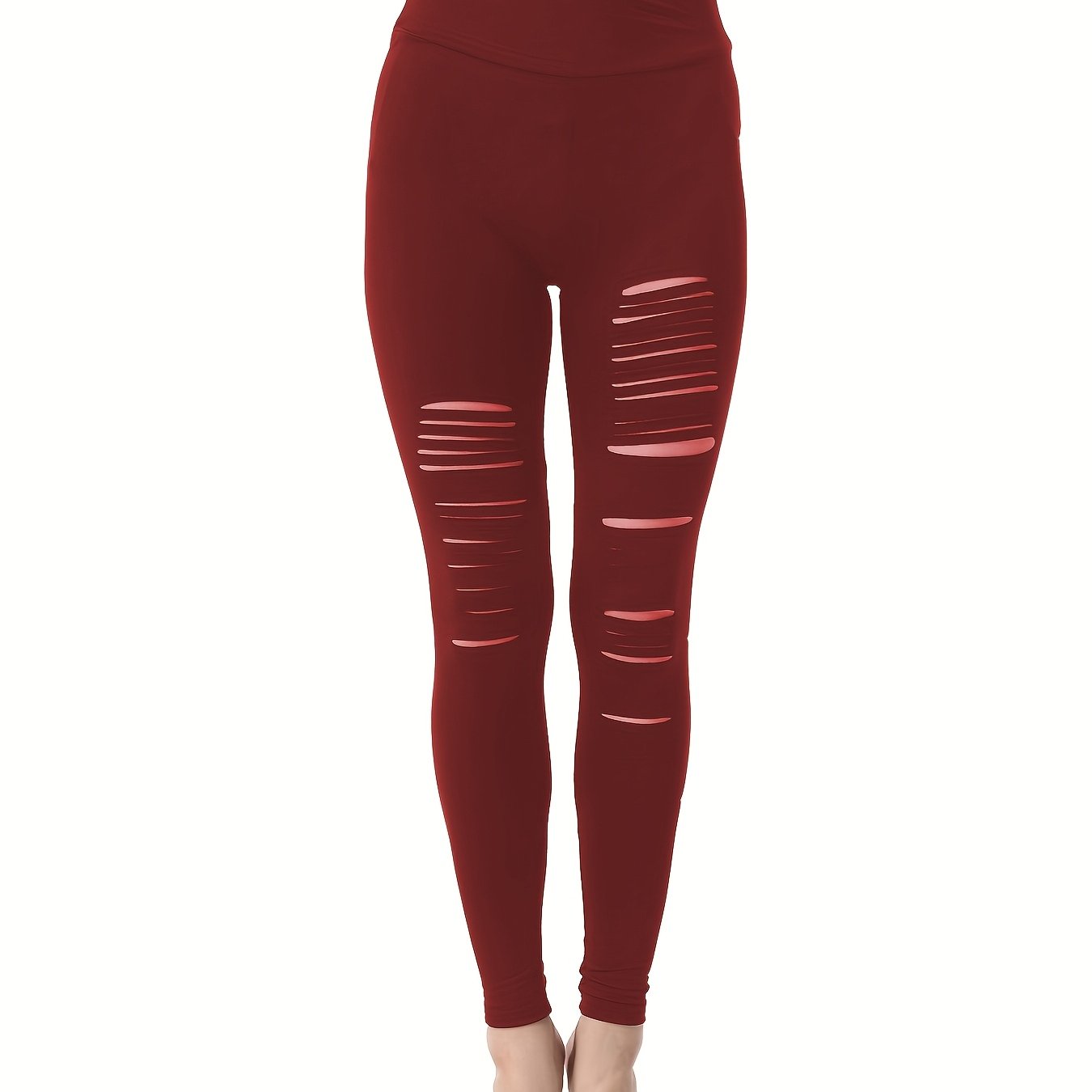 Women's High Waist Yoga Pants Cutout Ripped Super Soft and Comfortable Skinny Leggings