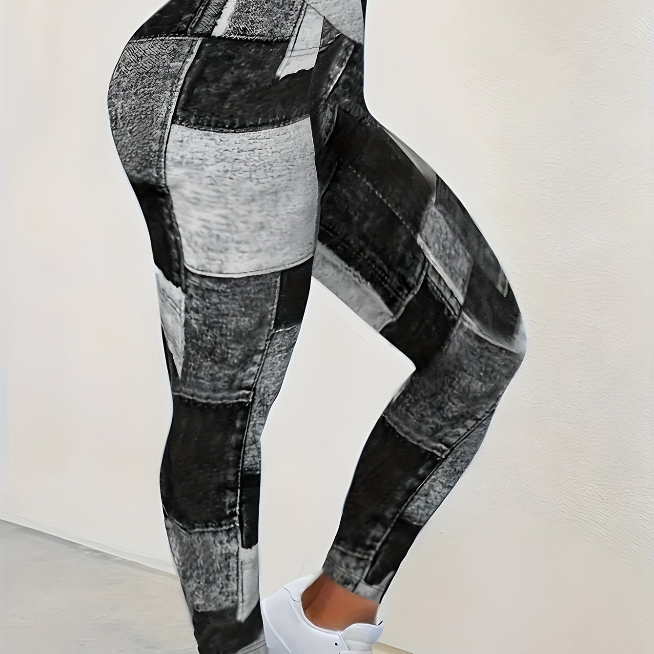 Lotus Flower Graphic High Waist Yoga Pants, Stretch Running Fitness Workout Leggings, Women's Activewear