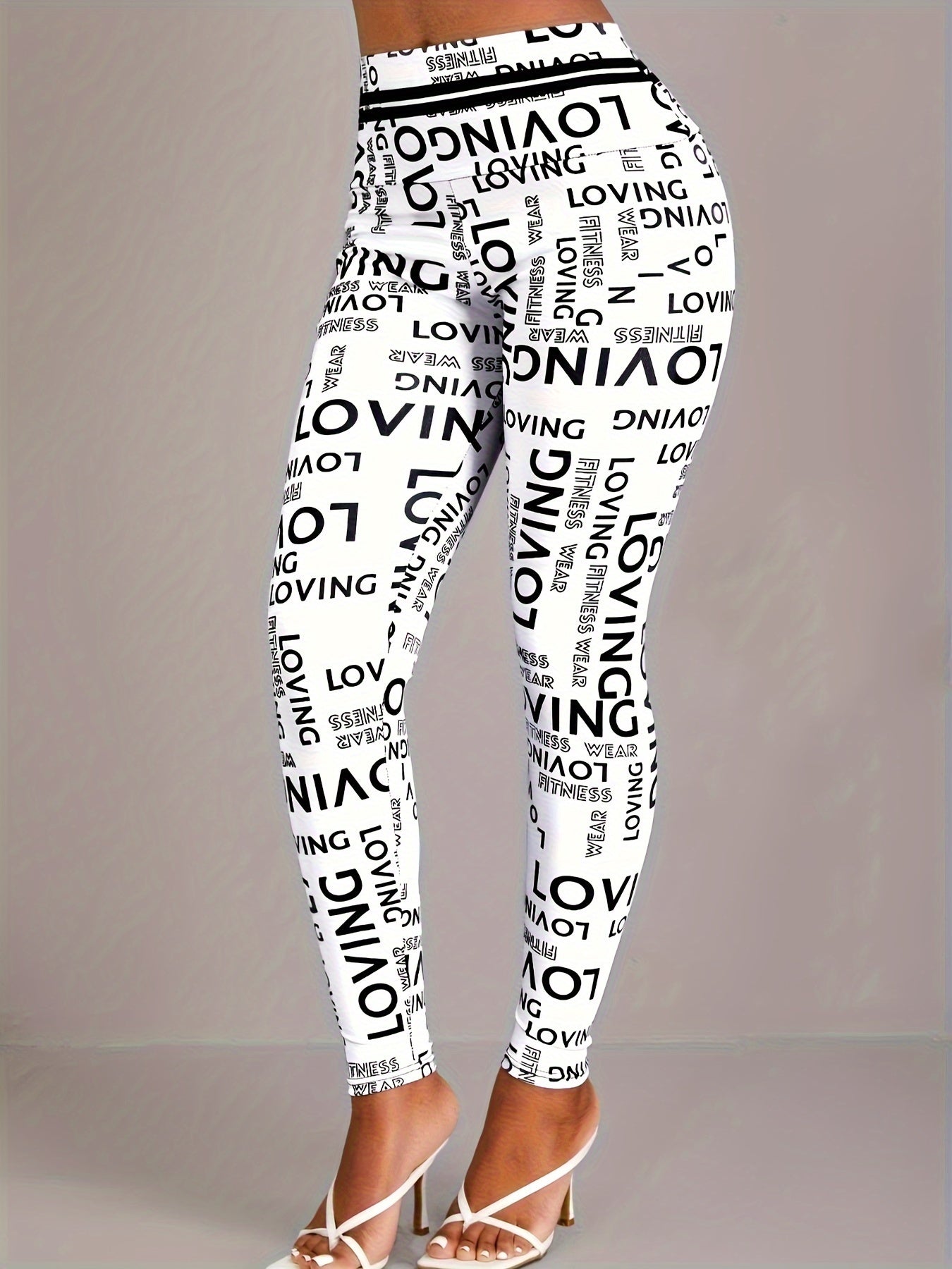 Lotus Flower Graphic High Waist Yoga Pants, Stretch Running Fitness Workout Leggings, Women's Activewear