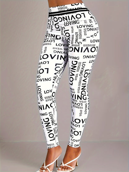 Lotus Flower Graphic High Waist Yoga Pants, Stretch Running Fitness Workout Leggings, Women's Activewear