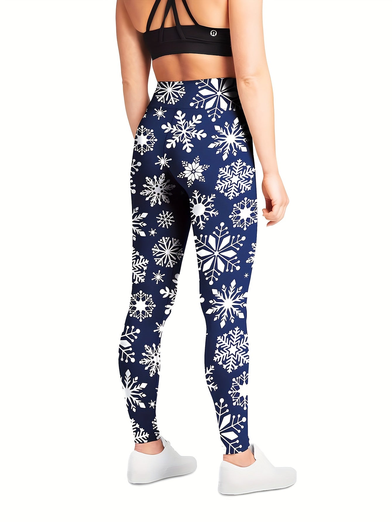 Lotus Flower Graphic High Waist Yoga Pants, Stretch Running Fitness Workout Leggings, Women's Activewear