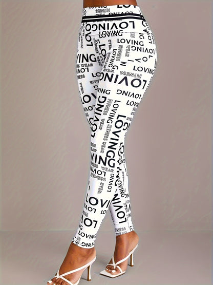 Lotus Flower Graphic High Waist Yoga Pants, Stretch Running Fitness Workout Leggings, Women's Activewear