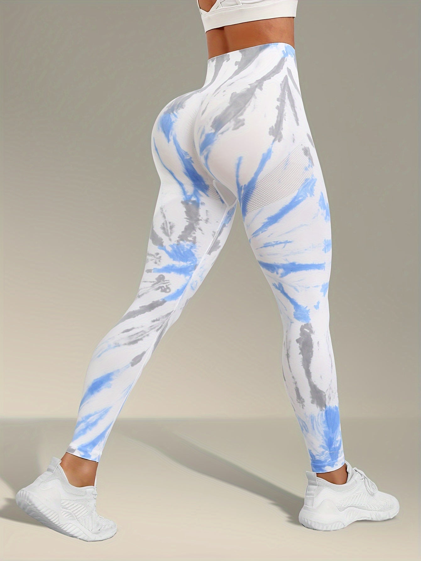 Stretchy Wide Waistband Yoga Pants - Tie Dye Women's Activewear - Running Fitness Sports Leggings