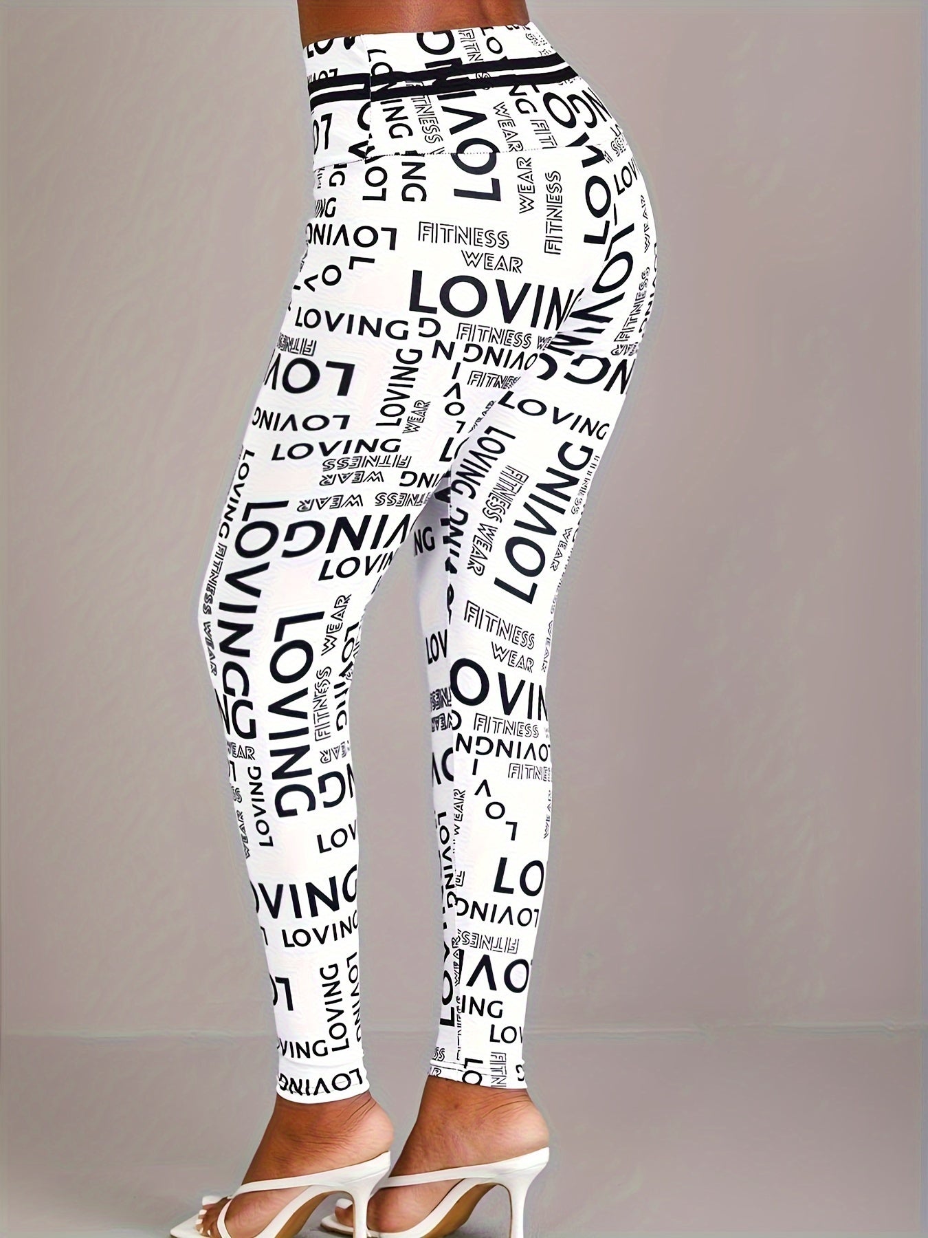 Lotus Flower Graphic High Waist Yoga Pants, Stretch Running Fitness Workout Leggings, Women's Activewear