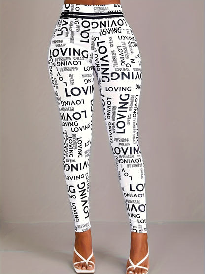 Lotus Flower Graphic High Waist Yoga Pants, Stretch Running Fitness Workout Leggings, Women's Activewear