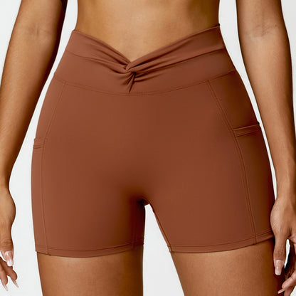 Nude Feel Tight Yoga Shorts Casual Outdoor Running Exercise Shorts Women