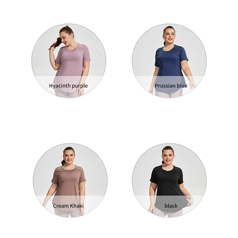 Oversized Long Hip Covering Women Yoga T-shirt Mesh Back Breathable Short Sleeve Running Fitness Top Running Shirts Sportswear