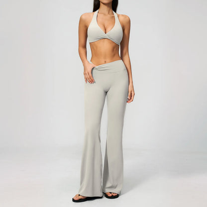 Yoga Set 2PCS Women Outfits Workout Clothes Athletic Wear Gym Legging Fitness Bra Crop Top Long Sleeve Sports Suits Sportswear