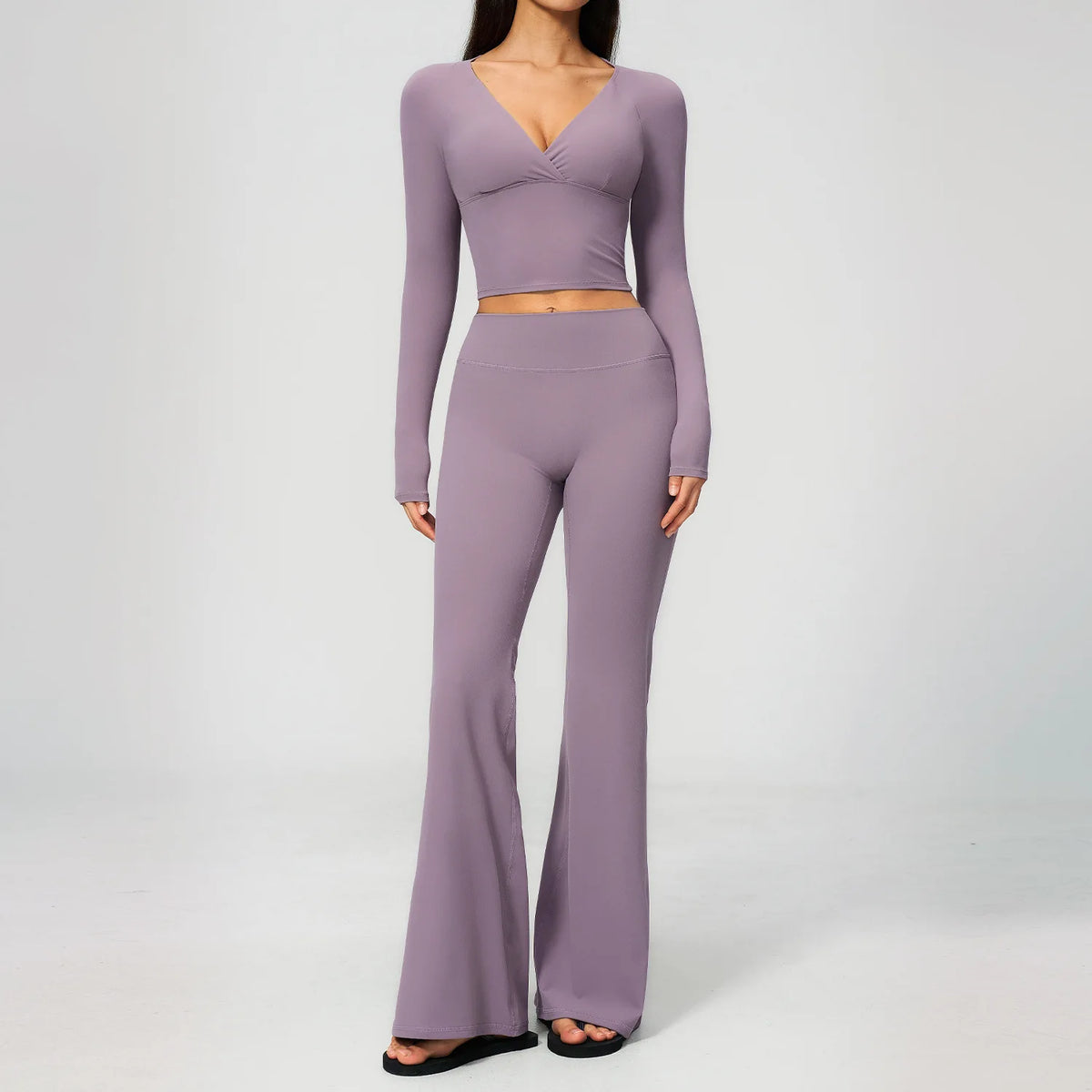 Yoga Set 2PCS Women Outfits Workout Clothes Athletic Wear Gym Legging Fitness Bra Crop Top Long Sleeve Sports Suits Sportswear