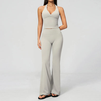 Yoga Set 2PCS Women Outfits Workout Clothes Athletic Wear Gym Legging Fitness Bra Crop Top Long Sleeve Sports Suits Sportswear