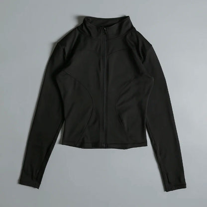 Women Zip Fitness Yoga Shirt Long Sleeve Sports Jacket Gym Top Activewear Running Coats Workout Clothes Woman