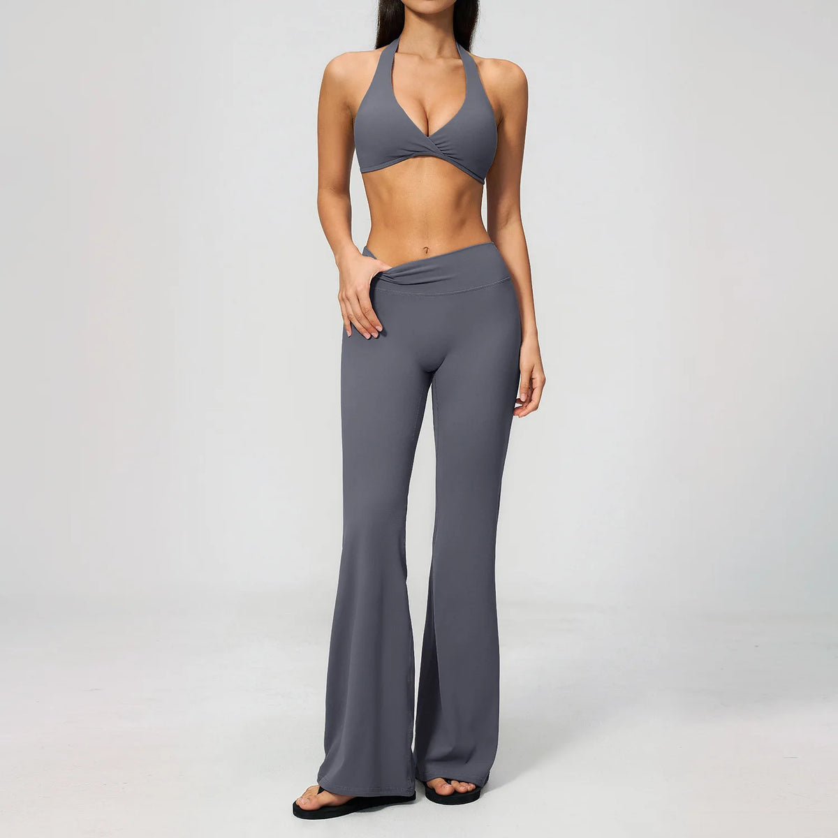 Yoga Set 2PCS Women Outfits Workout Clothes Athletic Wear Gym Legging Fitness Bra Crop Top Long Sleeve Sports Suits Sportswear