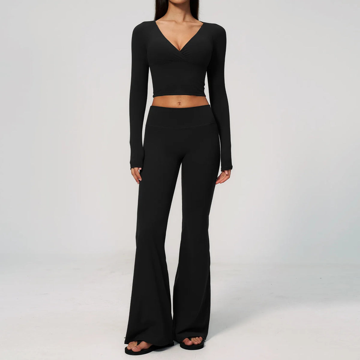 Yoga Set 2PCS Women Outfits Workout Clothes Athletic Wear Gym Legging Fitness Bra Crop Top Long Sleeve Sports Suits Sportswear