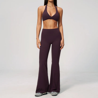 Yoga Set 2PCS Women Outfits Workout Clothes Athletic Wear Gym Legging Fitness Bra Crop Top Long Sleeve Sports Suits Sportswear