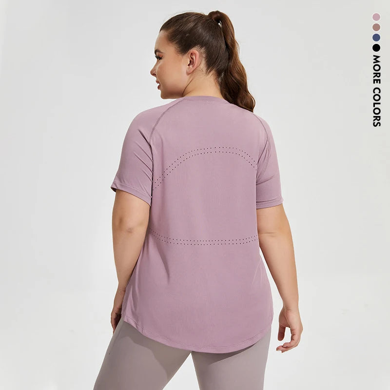 Oversized Long Hip Covering Women Yoga T-shirt Mesh Back Breathable Short Sleeve Running Fitness Top Running Shirts Sportswear