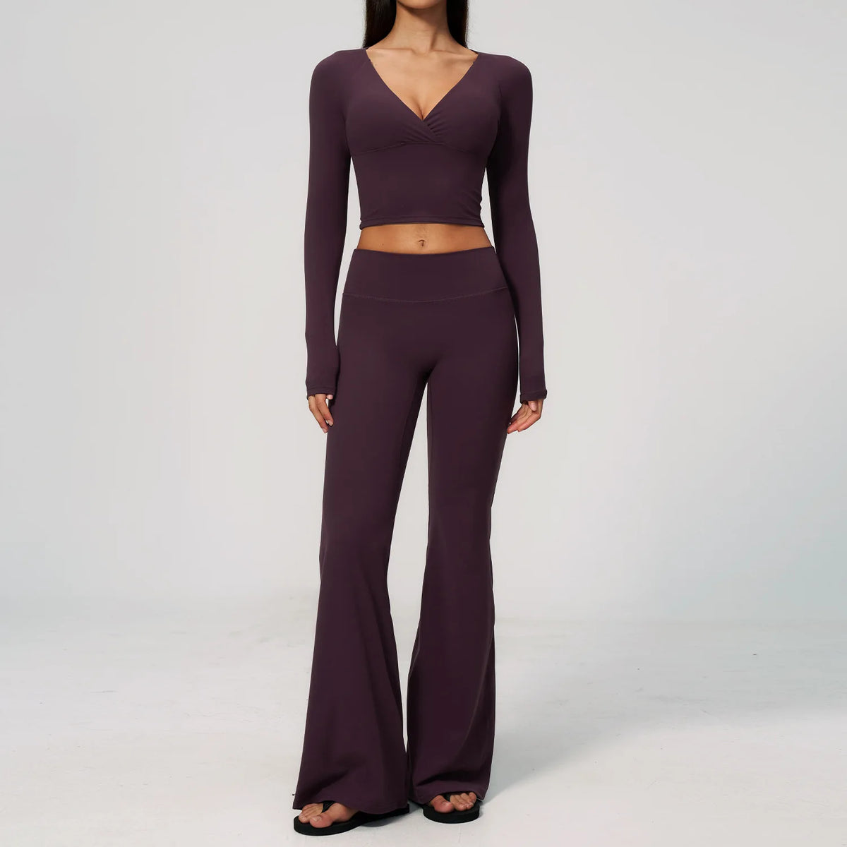 Yoga Set 2PCS Women Outfits Workout Clothes Athletic Wear Gym Legging Fitness Bra Crop Top Long Sleeve Sports Suits Sportswear