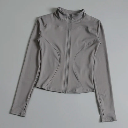 Women Zip Fitness Yoga Shirt Long Sleeve Sports Jacket Gym Top Activewear Running Coats Workout Clothes Woman