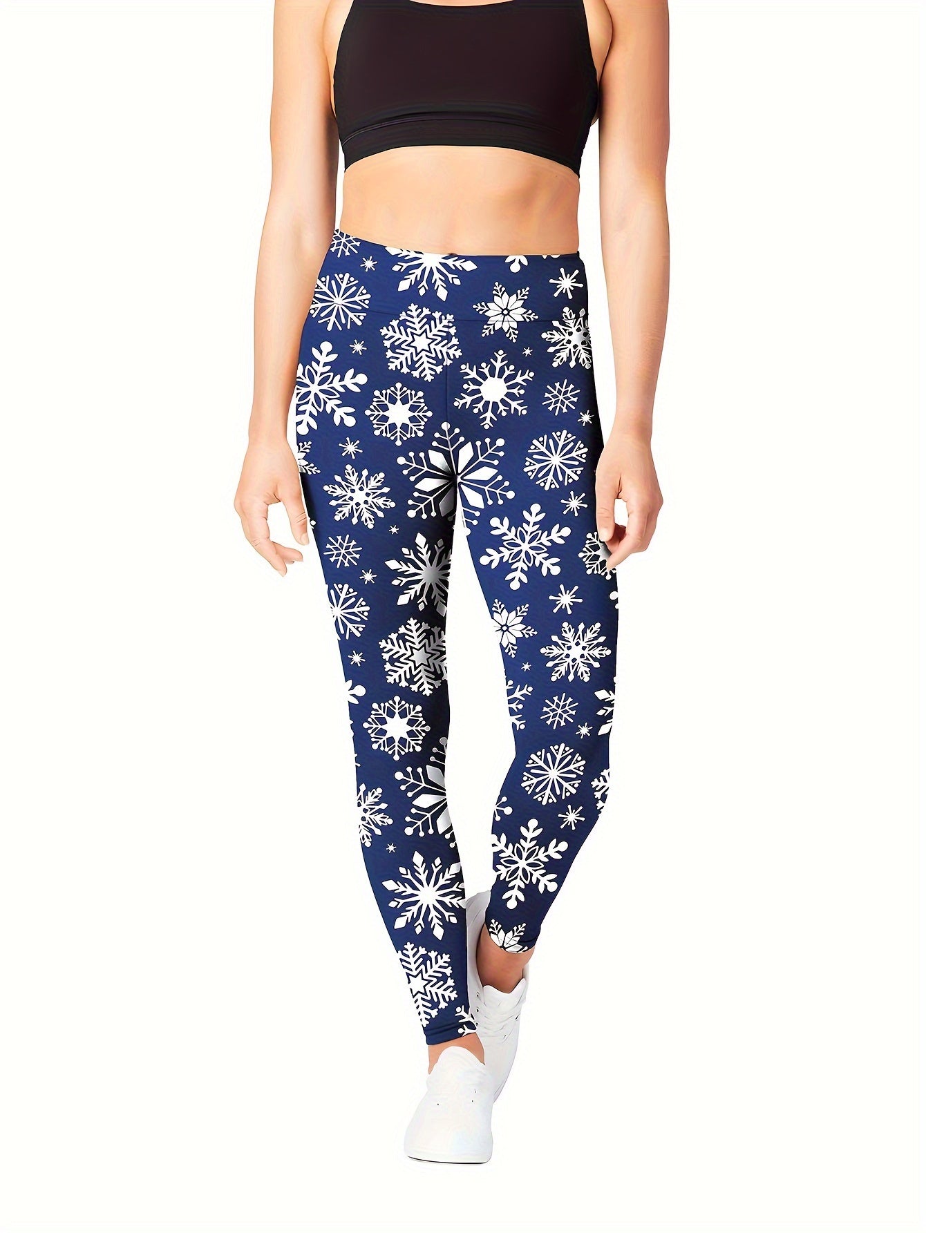 Lotus Flower Graphic High Waist Yoga Pants, Stretch Running Fitness Workout Leggings, Women's Activewear