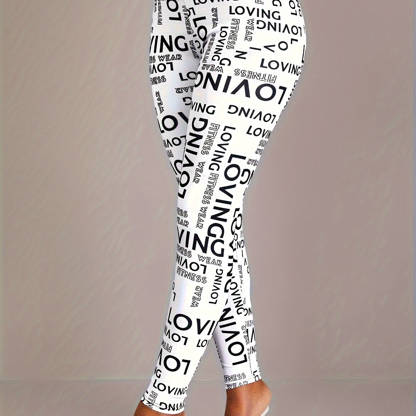 Lotus Flower Graphic High Waist Yoga Pants, Stretch Running Fitness Workout Leggings, Women's Activewear