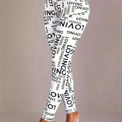 Lotus Flower Graphic High Waist Yoga Pants, Stretch Running Fitness Workout Leggings, Women's Activewear