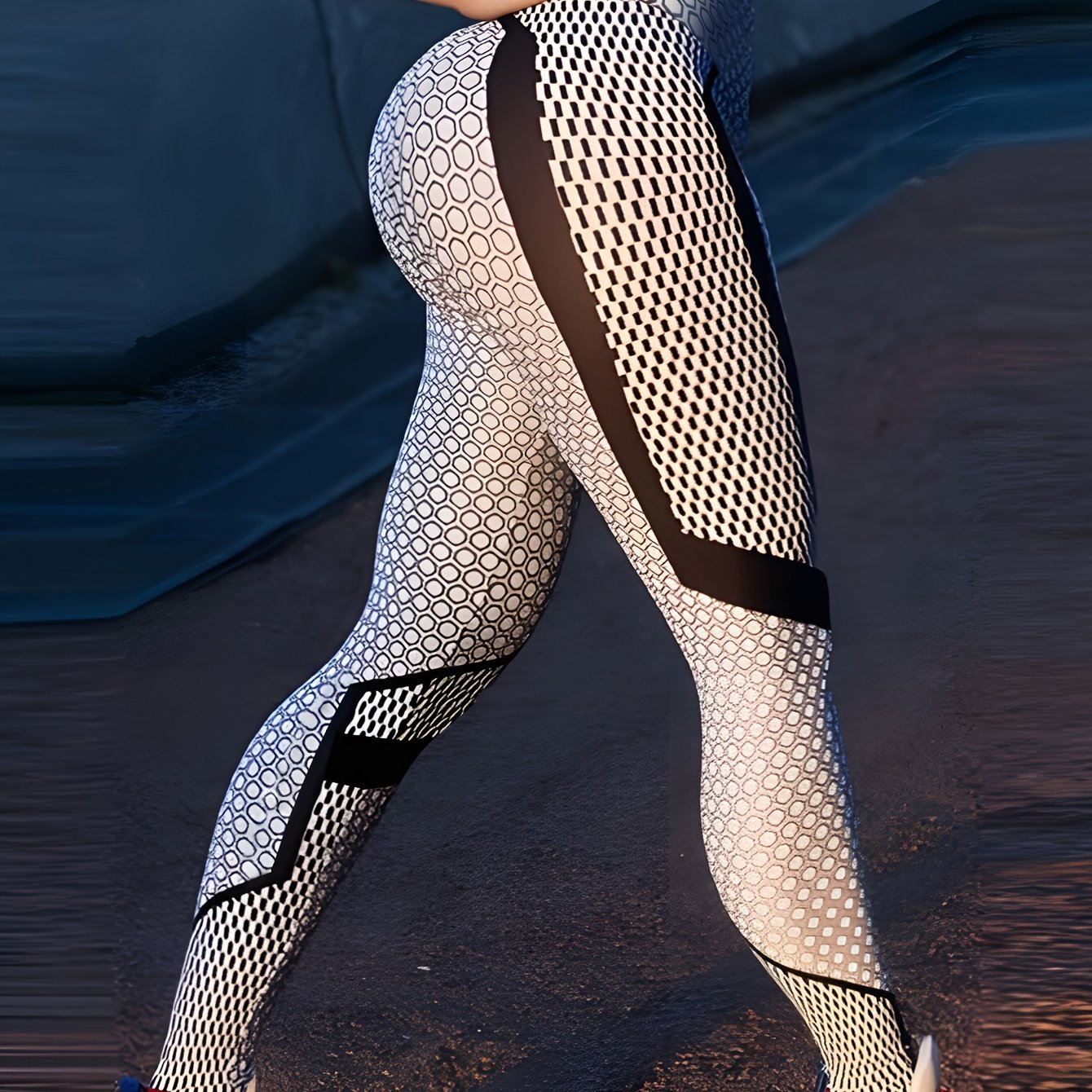 Lotus Flower Graphic High Waist Yoga Pants, Stretch Running Fitness Workout Leggings, Women's Activewear