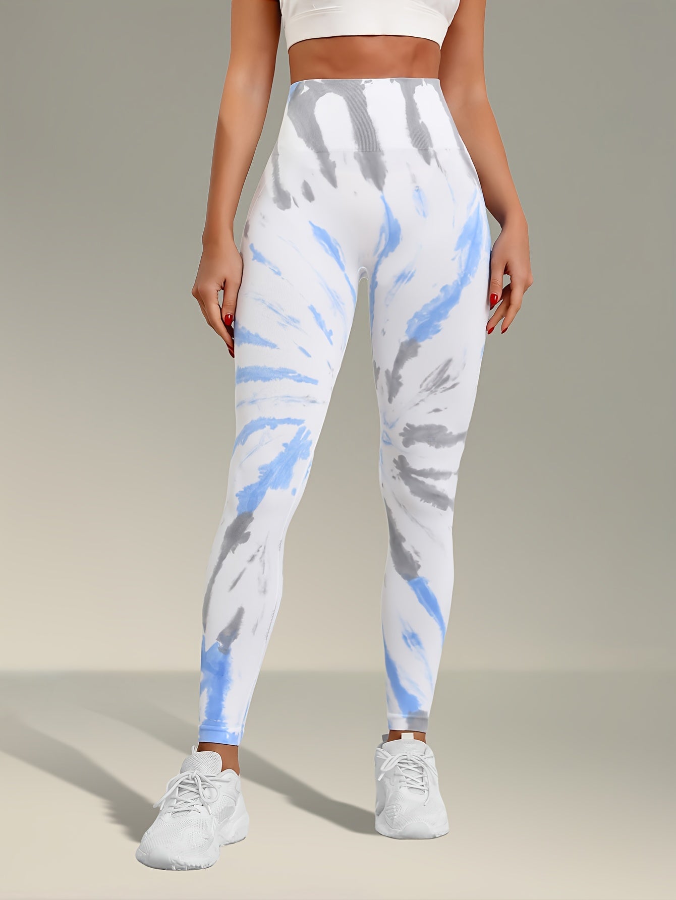 Stretchy Wide Waistband Yoga Pants - Tie Dye Women's Activewear - Running Fitness Sports Leggings